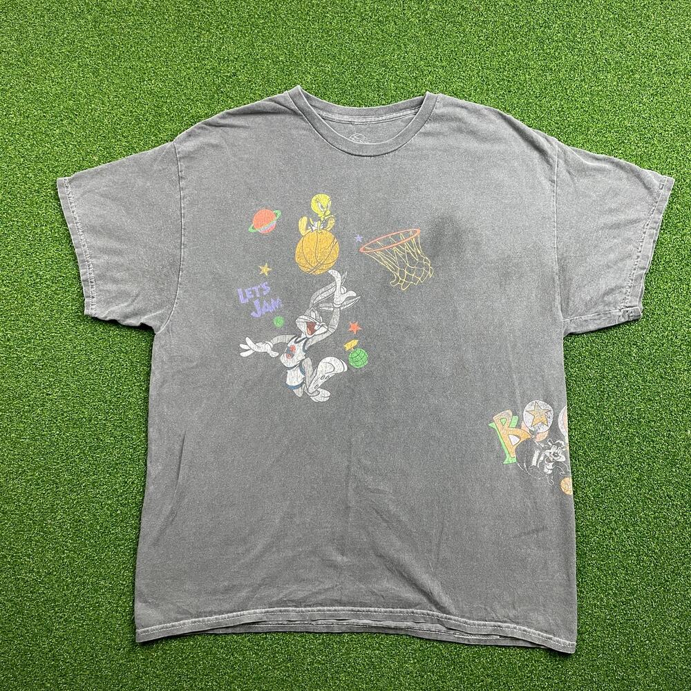 Vintage 90s Space Jam Hoops Looney Tunes Bugs Bunny Tweety Graphic T-Shirt Sz L